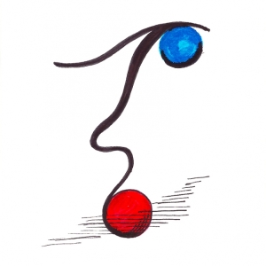 The Eyeball's Connected to The Mouth Ball, 1992, Watercolor Markers on 4 x 5 Kodak Film card stock that was part of the packaging, 5 x 4 inches (12.7 x 10.16)