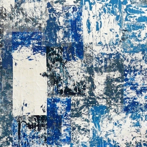 21 Attenuations Codependent • Acrylic and Waxed Paper Collage On Canvas (By-product of 21 Attenuations), 60 x 48 inches (121.92 x 152.40 cm)