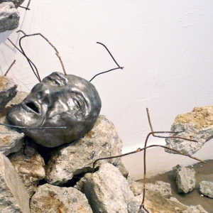 Aftermath (Detail 1) • Installation, Repurposed Concrete, Wire, and Polymer Clay Sculpture, 40 x 60 x 72 inches (101.6 x 152.4 x 182.88 cm)