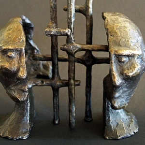 Cognitive Architecture #2 • Bronze (Two Piece Sculpture), 10 x 6.5 x 4 (25.4 x 16.51 x 10.16 cm) (Variable width)
