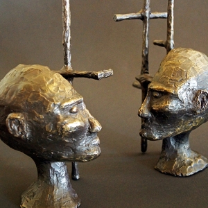 Cognitive Architecture #2 • Bronze (Two Piece Sculpture), 10 x 6.5 x 4 (25.4 x 16.51 x 10.16 cm) (Variable width)