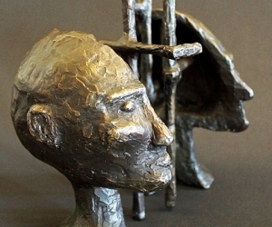 Cognitive Architecture #2 • Bronze (Two Piece Sculpture), 10 x 6.5 x 4 (25.4 x 16.51 x 10.16 cm) (Variable width)