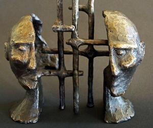 Cognitive Architecture #2 • Bronze (Two Piece Sculpture), 10 x 6.5 x 4 (25.4 x 16.51 x 10.16 cm) (Variable width)