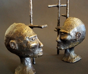 Cognitive Architecture #2 • Bronze (Two Piece Sculpture), 10 x 6.5 x 4 (25.4 x 16.51 x 10.16 cm) (Variable width)