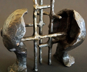 Cognitive Architecture #2 • Bronze (Two Piece Sculpture), 10 x 6.5 x 4 (25.4 x 16.51 x 10.16 cm) (Variable width)