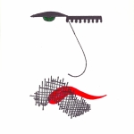 Ocular Rebellion, 1992, Watercolor Markers on 4 x 5 Kodak Film card stock that was part of the packaging, 5 x 4 inches (12.7 x 10.16)
