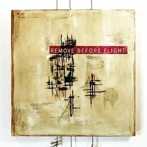 Remove Before Flight #2, 2012, Mixed Media, Acrylic, Tar, Fiber Paper, Wire, String on Panel, 45 x 16 x 3.5 inches (114.3 x 40.64 x 3.5 cm)